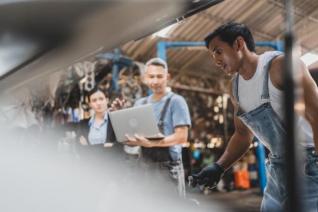 MRZ -  - mechanic working check about auto car engine service inspection technician having automotive job maintenance repair automobile motor garage business industrial auto car engine 33755 12053